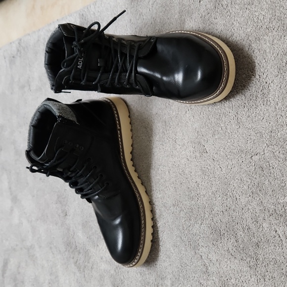 Steve Madden Black Boots Deelin Sz 11 Side Zipper & Lace Up - Picture 4 of 13